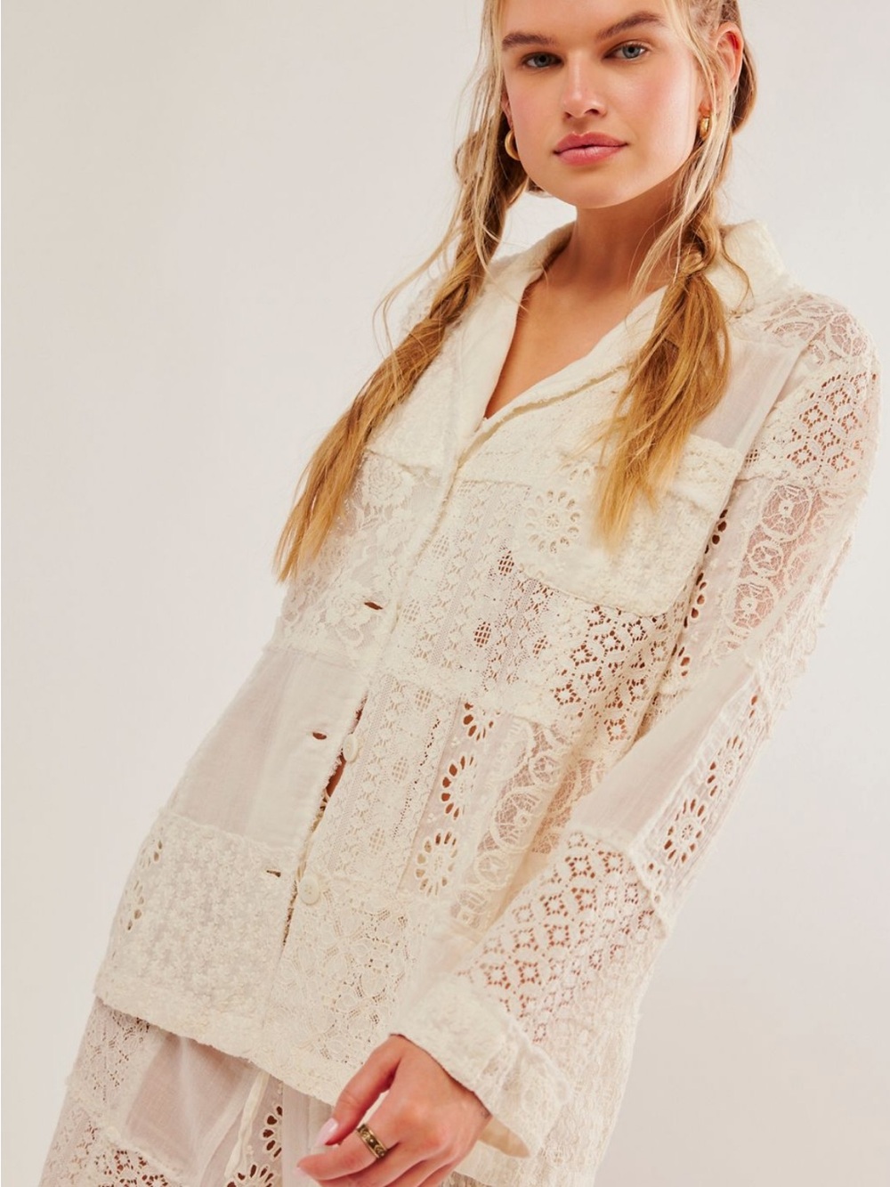 Free people Inez lace sleep shirt XS